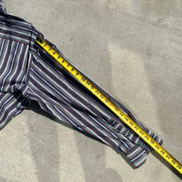Robert Graham Shirt Mens 3XL Blue Brown Green Stripe Flip Cuff Long Sleeve